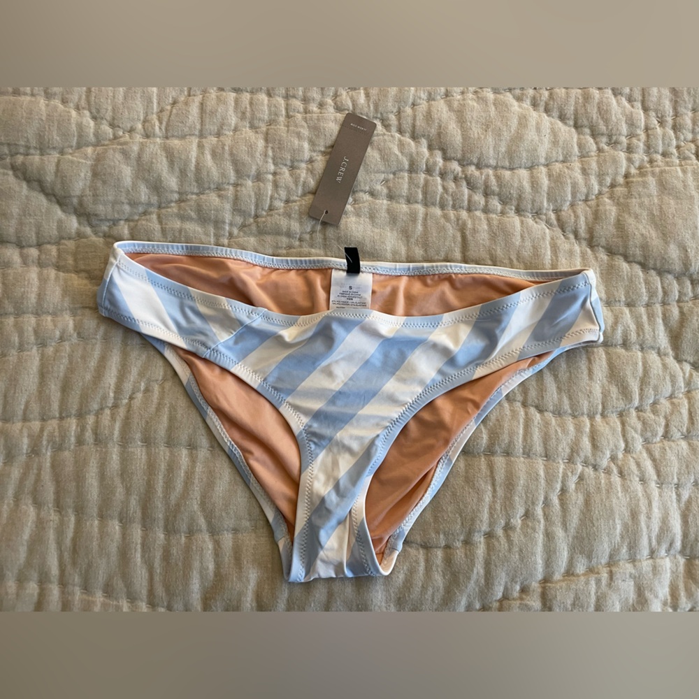 🩵 NWT J Crew powder blue & white stripe bikini bottom sz S 🩵